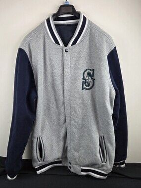 JH Design Seattle Mariners Reversible Varsity Jacket Mens 4XL Snap Button Satin